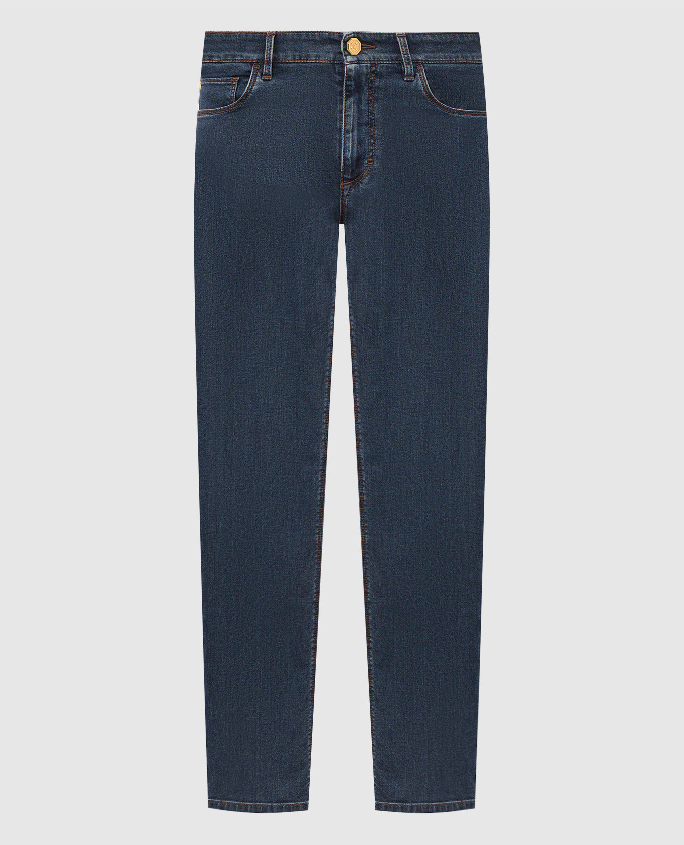 Blue jeans with logo embroidery Stefano Ricci