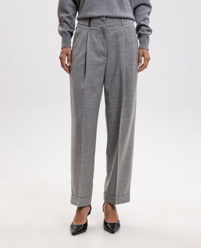 Peserico Grey wool trousers with lapels A0408203359
