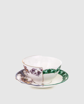 SELETTI Isidora white porcelain tea cup with saucer 09745