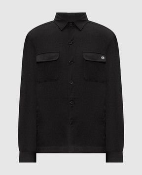 Stefano Ricci Black wool shirt with emblem M8J6300190T6054