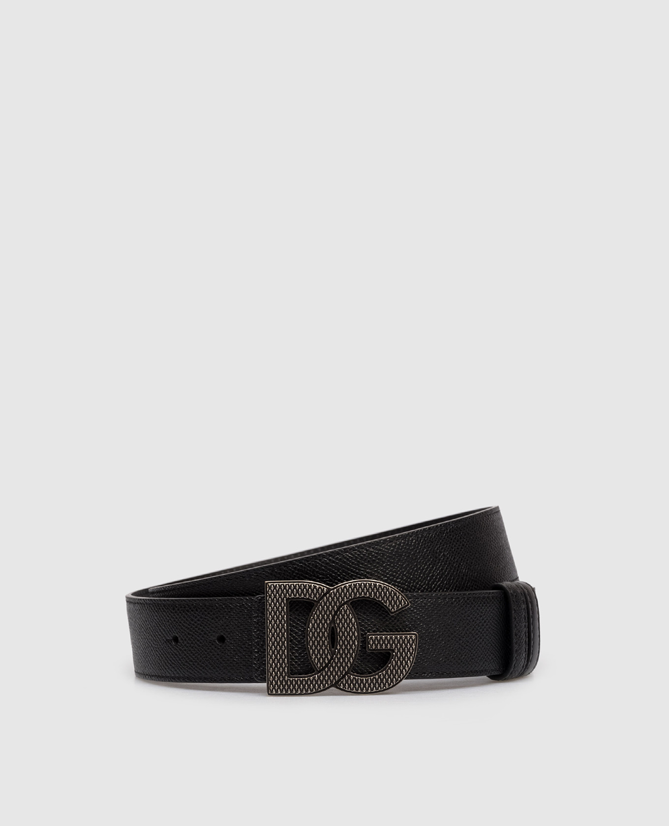 Black leather belt with logo