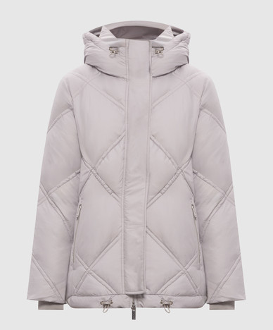 Graue Daunenjacke mit geometrischer Steppung