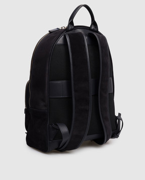 Santoni Blue suede backpack with embossed logo UIBBA2364ENASNQ