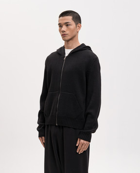 Palm Angels Black wool sports jacket with logo pattern PMHU02CS26KNI001