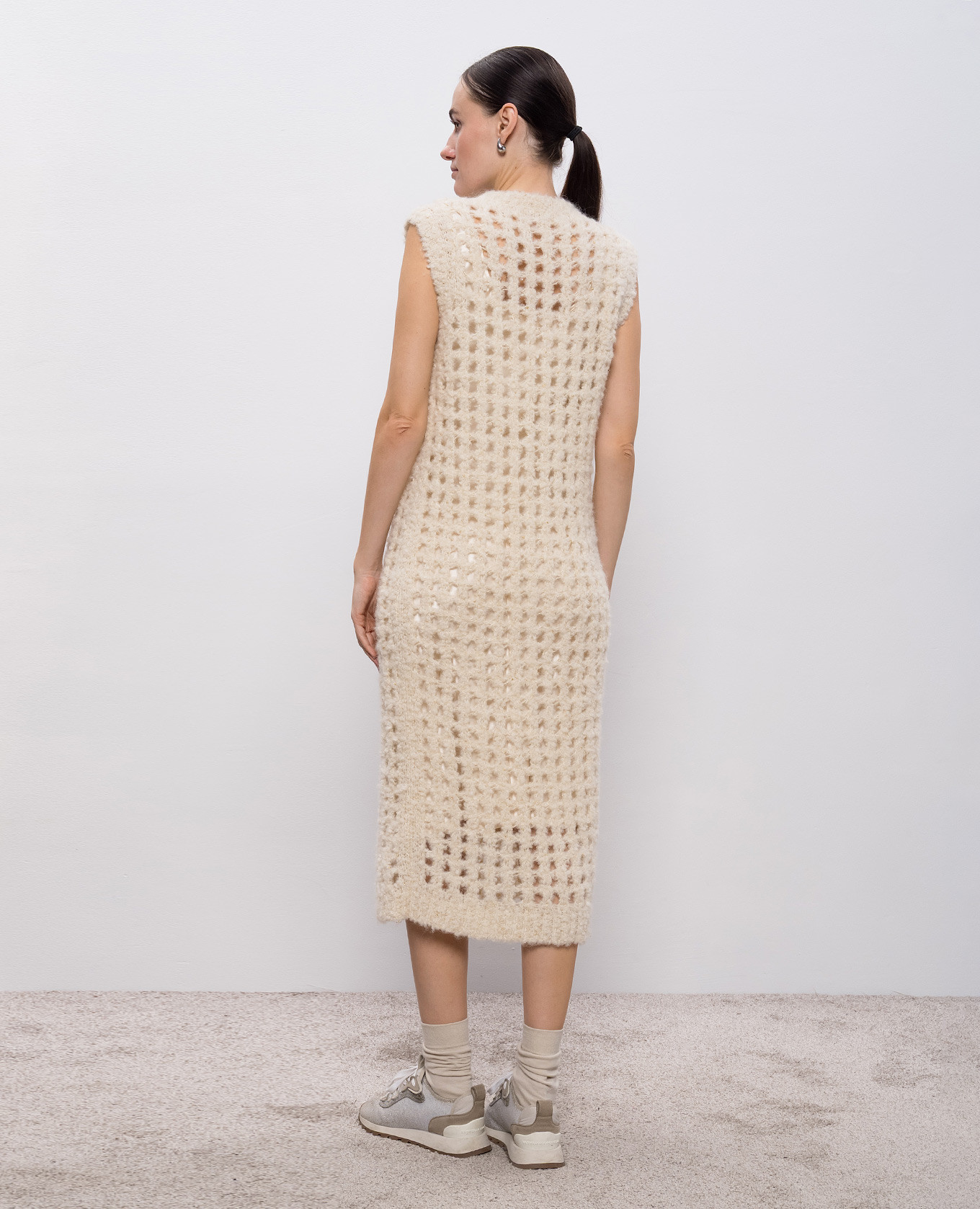 

Beige openwork midi dress with alpaca wool Peserico