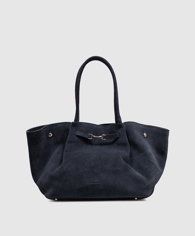 Blaue Wildledertasche