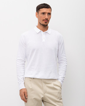 Pini Parma White cotton polo shirt POLOLUNGBCO