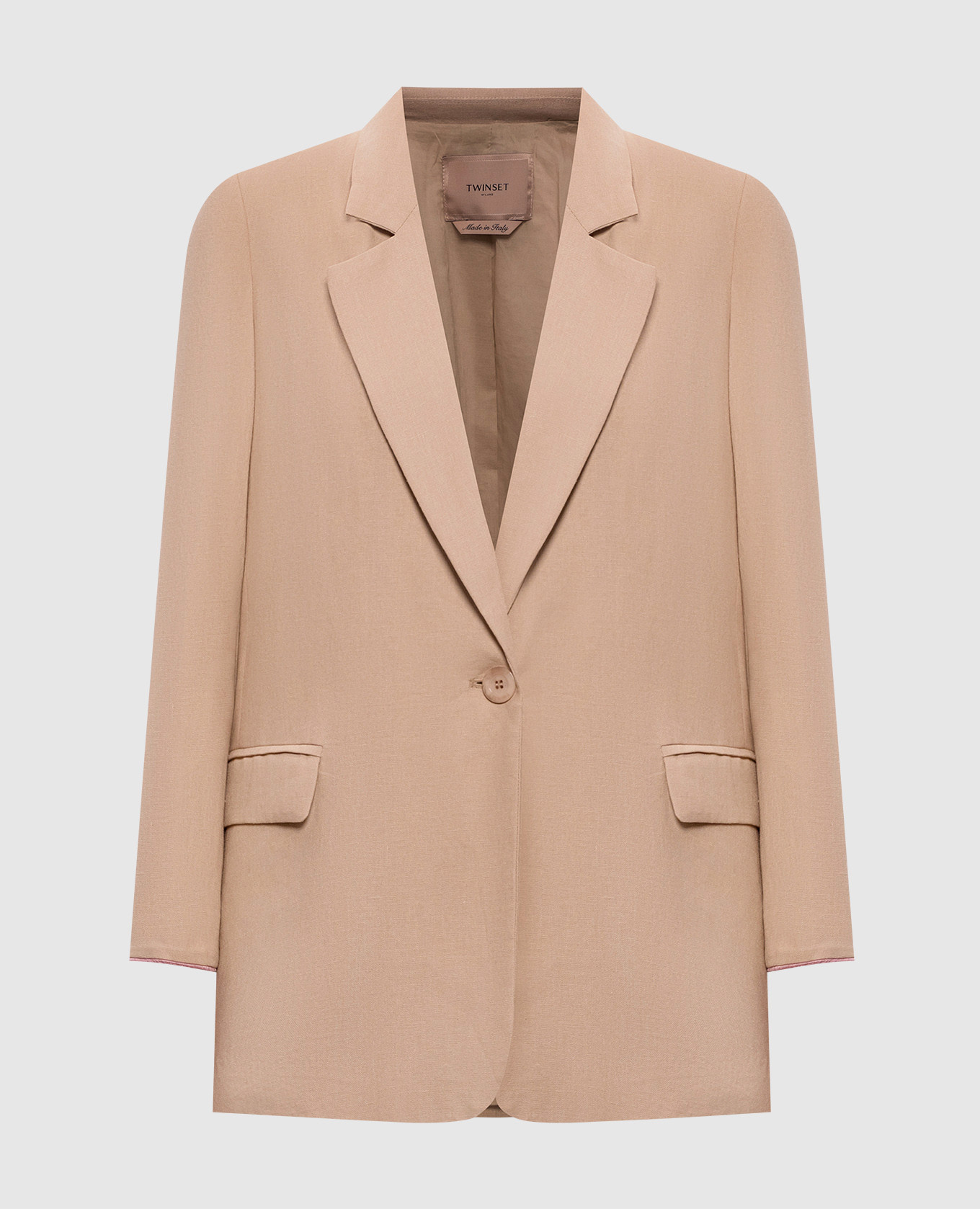Beige jasje met linnen details