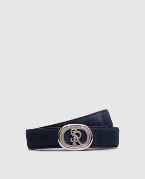 Stefano Ricci Blue suede belt with logo monogram N381SDC575P