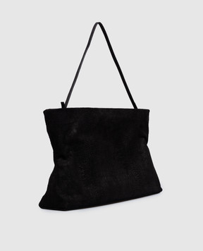 Marsell Diessepi black suede bag with crocodile embossed pattern MB0481P042