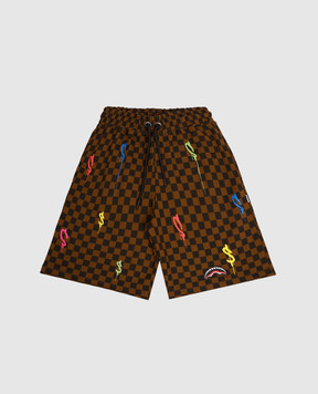 Sprayground Diablo Bear Head Kids Brown Shorts SPY1047