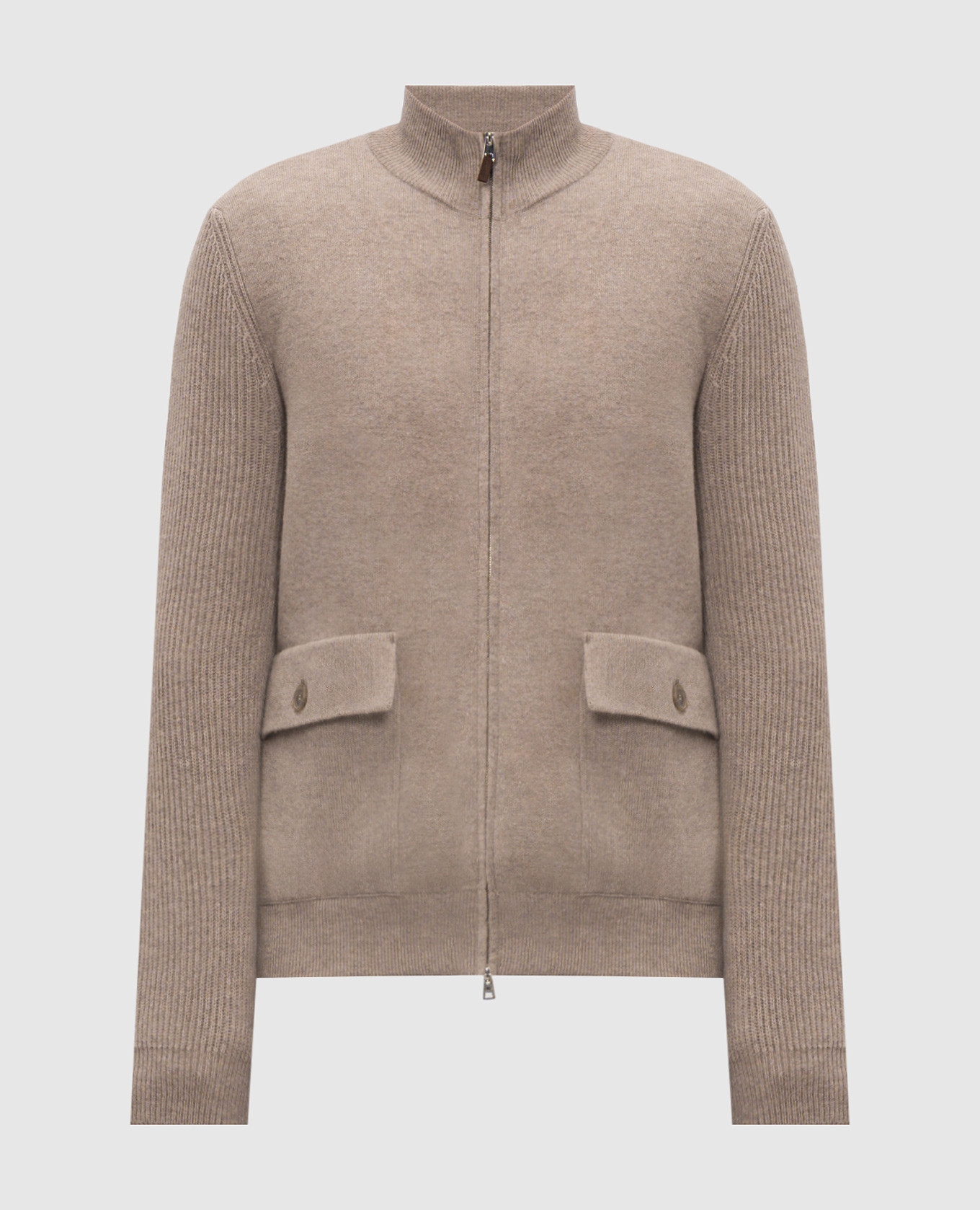Beige cardigan with wool and cashmere