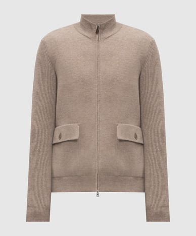 Beige vest van wol en kasjmier
