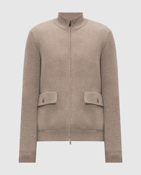 Cashmere&Whiskey Beige cardigan with wool and cashmere MU10841312543R