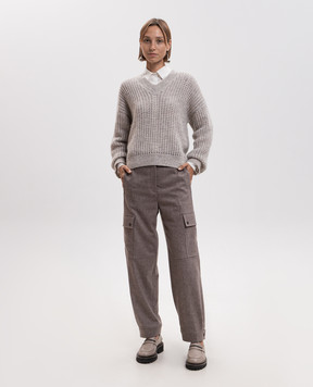 Peserico Brown cargo pants with wool P0494301948