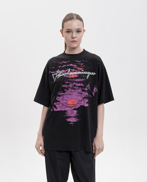 Balenciaga T-shirt black with logo print A00497TUVO9