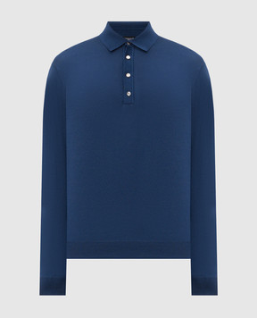 Stefano Ricci Blue long-sleeved polo with silk K616440P34F26109