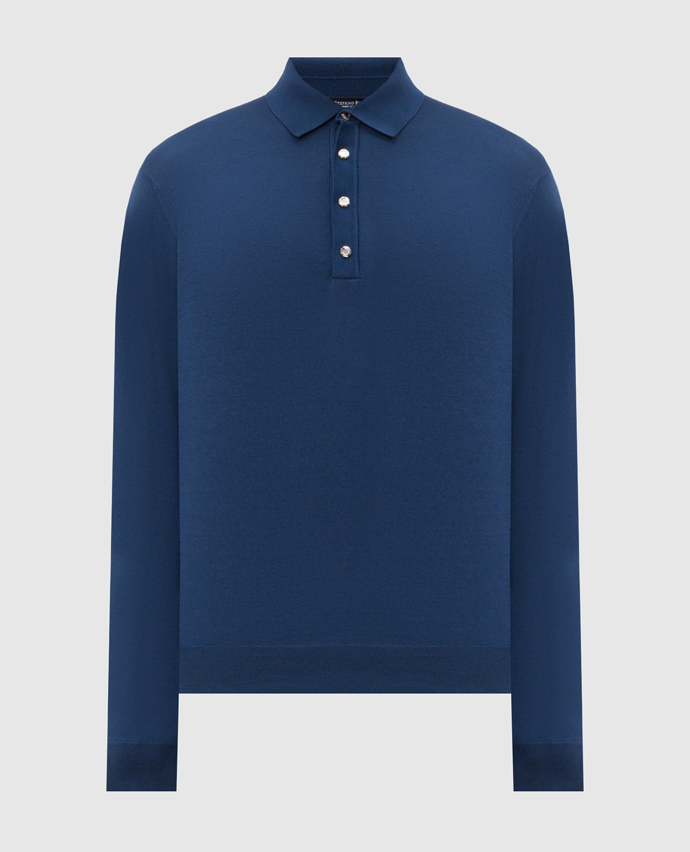 Blue long-sleeved polo with silk