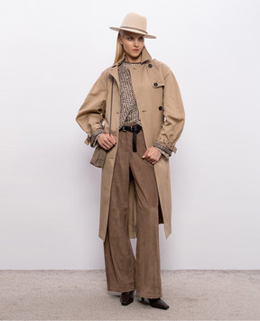 Brunello Cucinelli Brown suede pants with monil chain MPCLFP9187