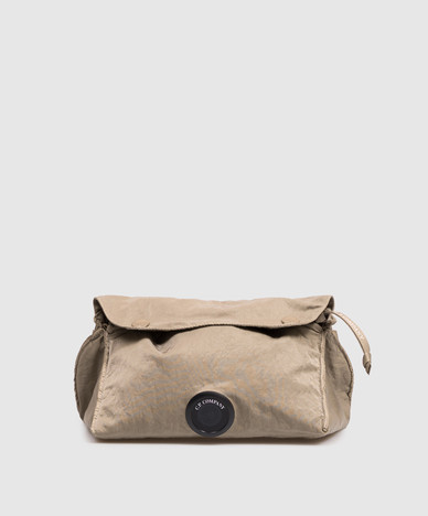 Khaki bag with logo patch