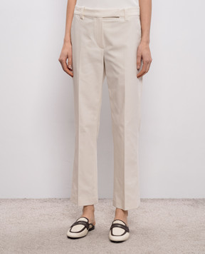 Brunello Cucinelli Ivory pants with monil chain M0F70P9169
