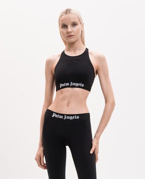 Palm Angels Black top with logo pattern PWVO024S26FAB001