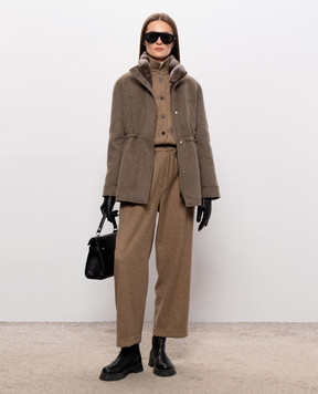 Fabio Gavazzi Brown cashmere parka with mink fur FG2340PIVR