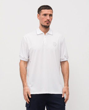 Brunello Cucinelli White zip-up polo with emblem MW8641330F