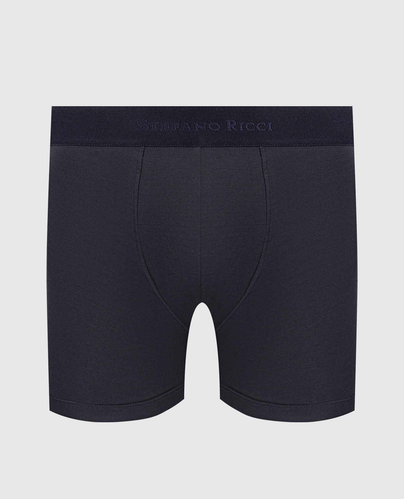 Navy blue boxer briefs with logo pattern