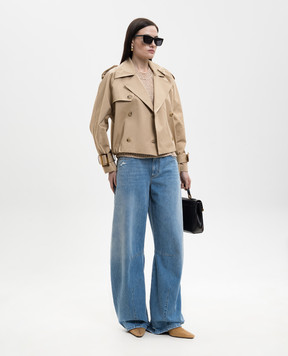 Solotre Beige knitted top with linen M3AB0003