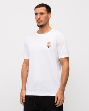 Dolce&Gabbana White T-shirt with branded embroidery G8PV1ZG7WUQsh
