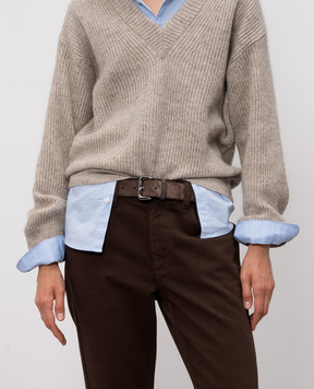 Brunello Cucinelli Brown suede belt with monil chain M0DELC33IP