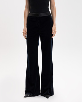Victoria Beckham Blue velvet flared pants Alina 1126WTR007243B