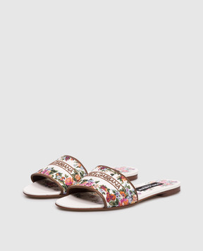 Dolce&Gabbana White flip-flops with floral embroidery CQ0571A6483