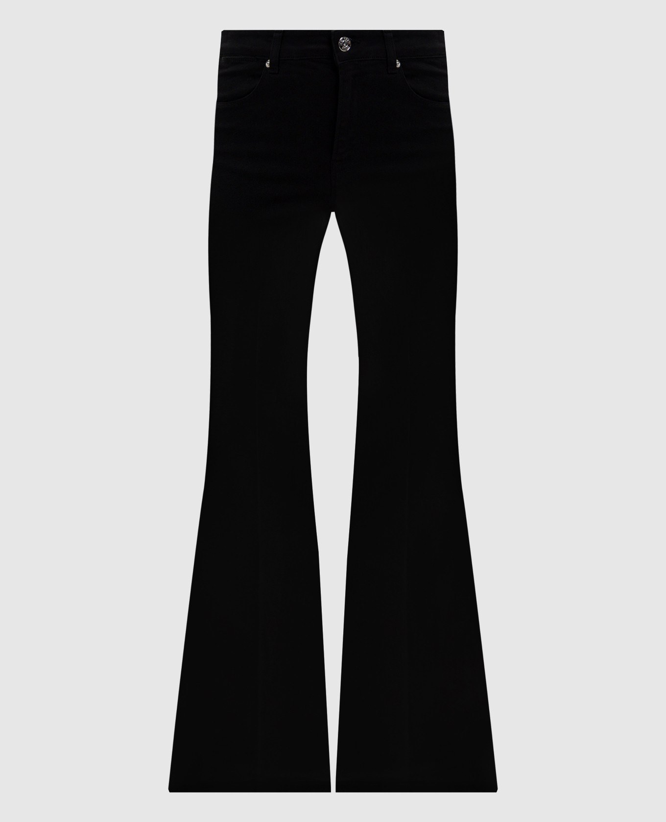 Black flared jeans with logo patch
