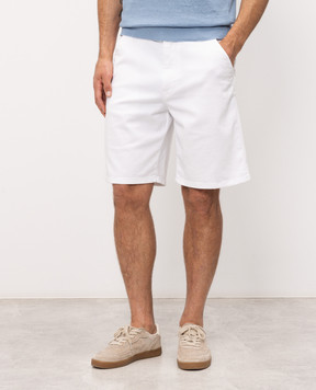 Officina 36 White denim shorts with logo patch 0272400000