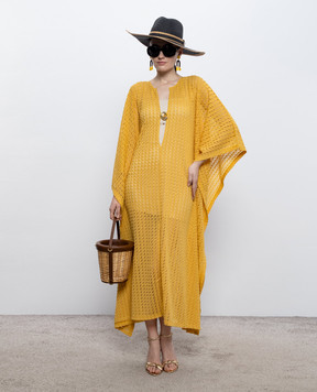 Twinset Yellow openwork dress with slit 261LM2BGG
