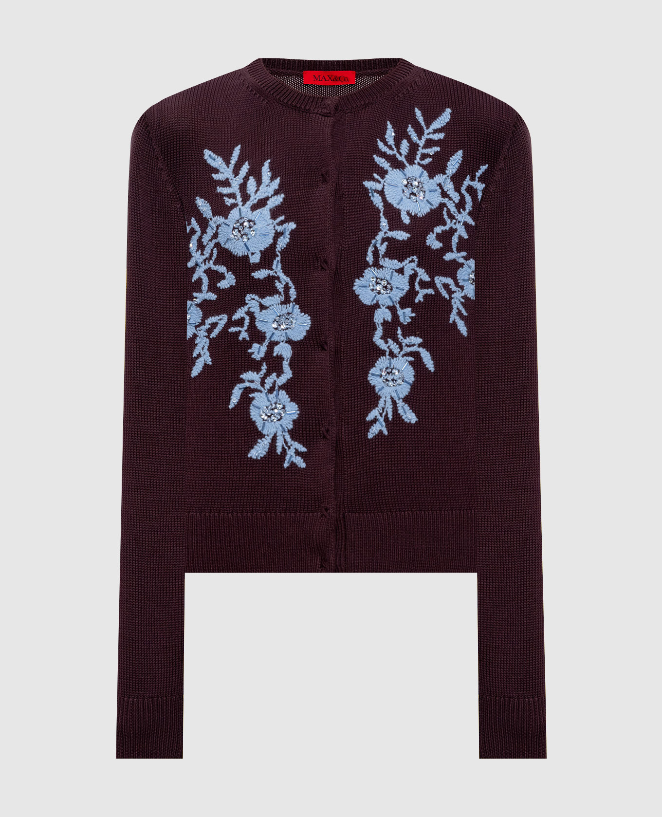 Brown cardigan with embroidery