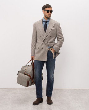 Brunello Cucinelli Gray double-breasted wool jacket M038P8BPC2