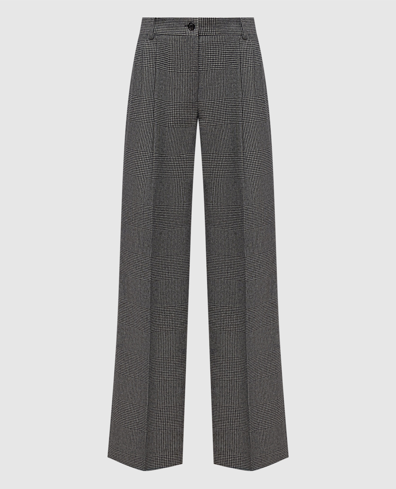 Gray wool and cashmere checked pants