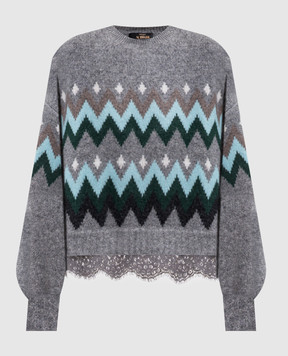Twinset Gray sweater with a pattern 262AT3034