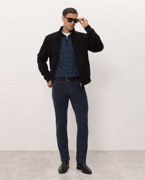 Stefano Ricci Blue wool, silk and cashmere polo shirt KE04004P30E26361