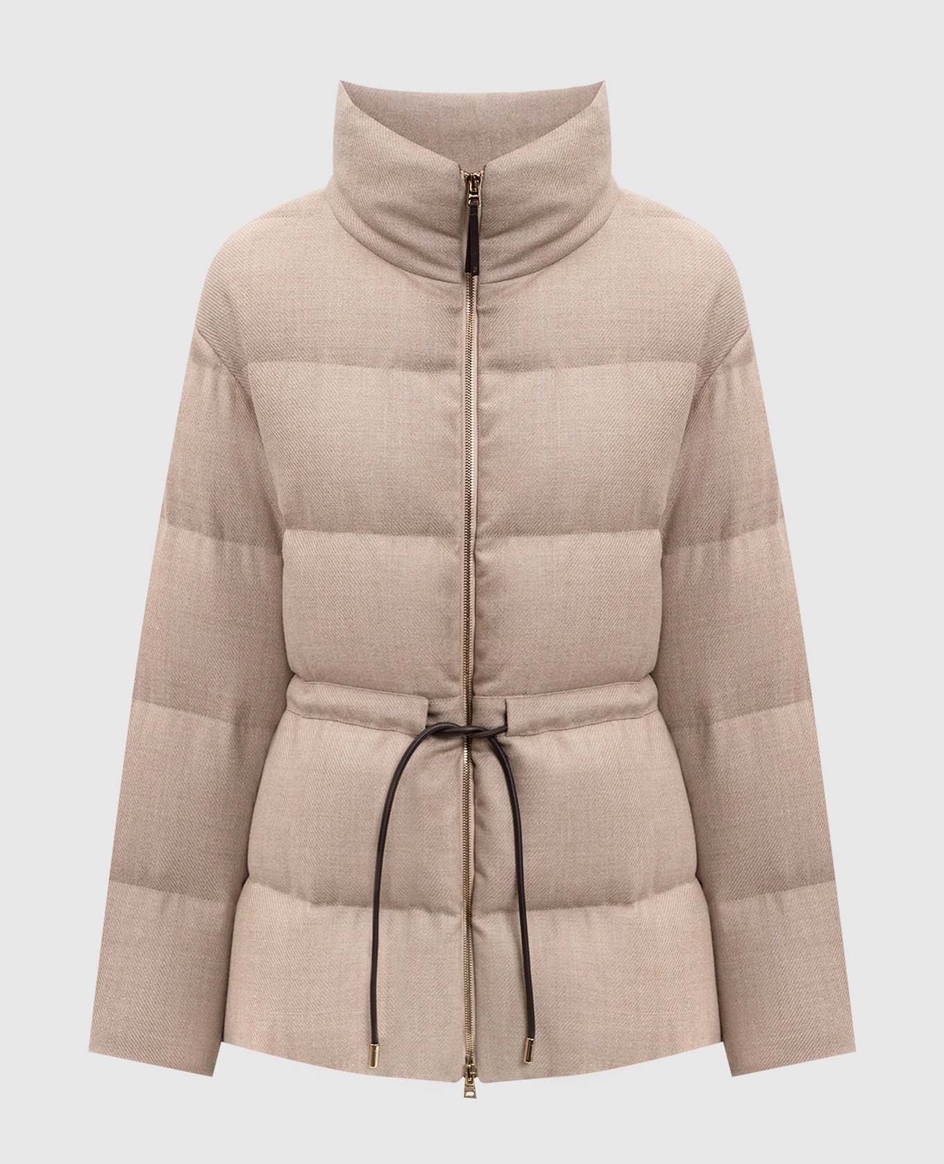 

Beige wool and silk down jacket with logo Herno