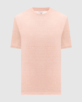 Brunello Cucinelli Pink melange linen t-shirt MW8351308