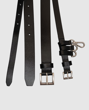 Juun.j Black double leather belt with pendants JW678ZW005