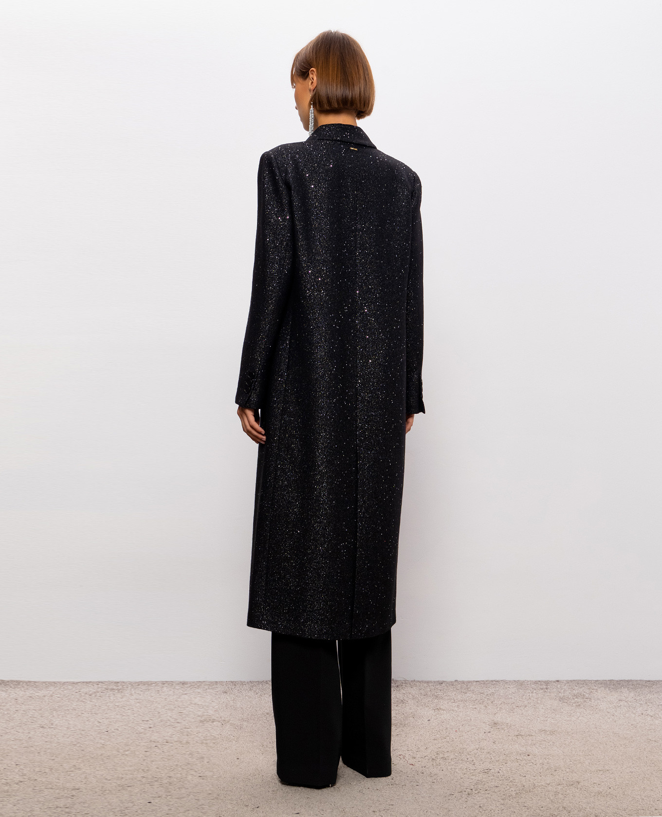 Black double-breasted coat with lurex Twinset 4