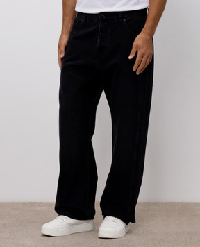 Balmain Black jeans with logo patch HH1ML138DG13