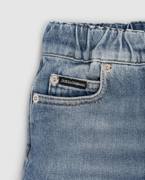 Dolce&Gabbana Children's blue denim shorts with logo engraving L43Q69LDD8336