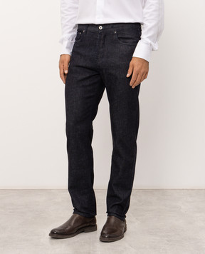 Pini Parma Dark blue jeans with logo patch JEARAWSTR