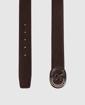 Stefano Ricci Brown suede belt with logo monogram N381SDC575U